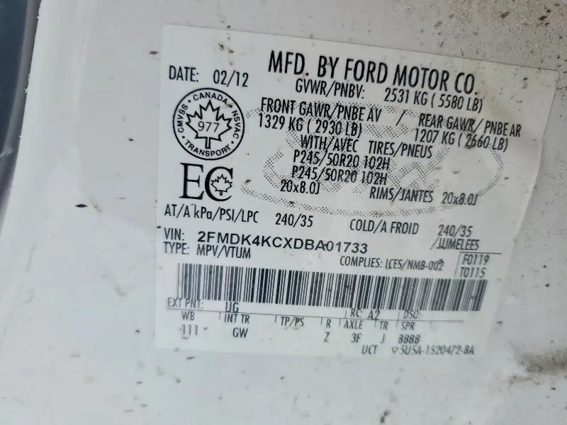 2013 FORD EDGE LIMITED  