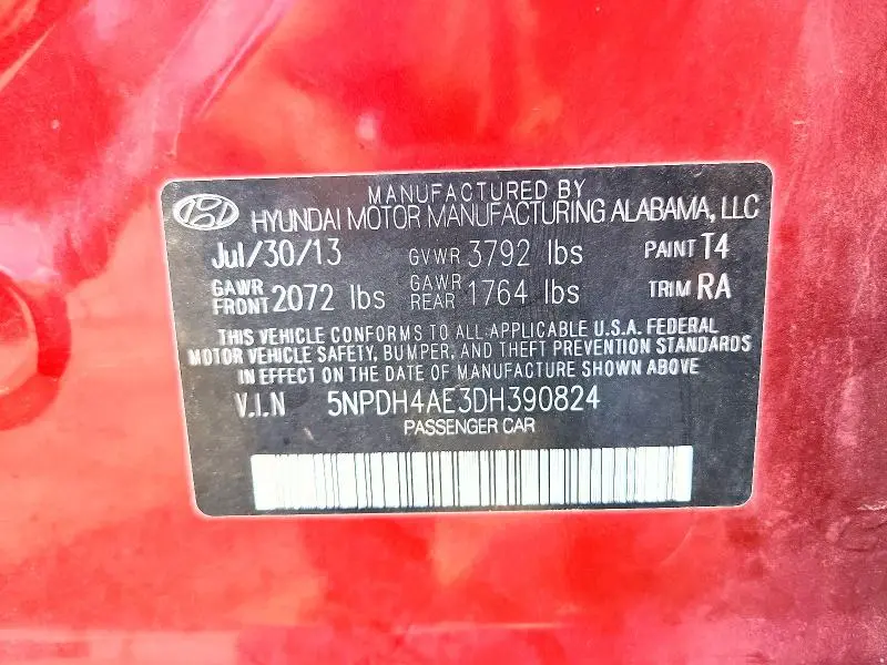 2013 HYUNDAI ELANTRA GLS  