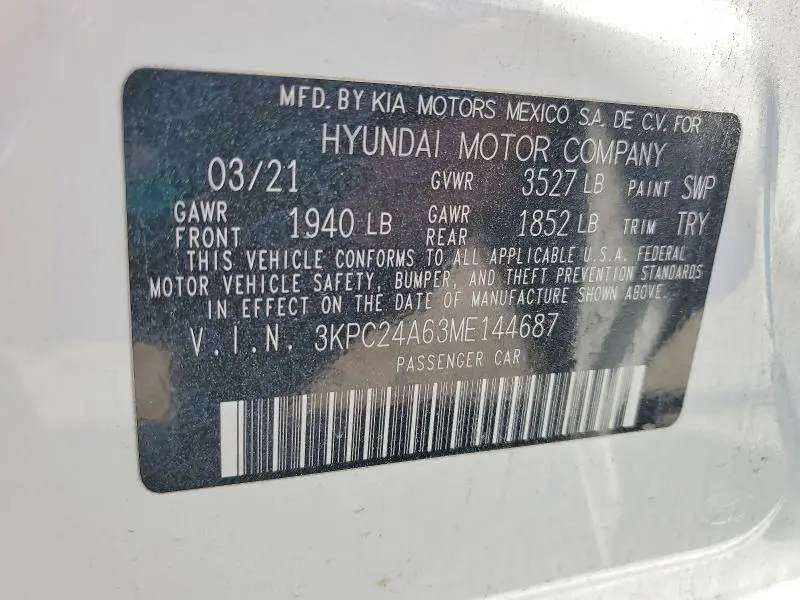 2021 HYUNDAI ACCENT SE  