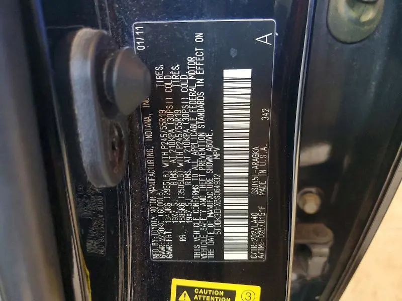 2011 TOYOTA HIGHLANDER LIMITED  