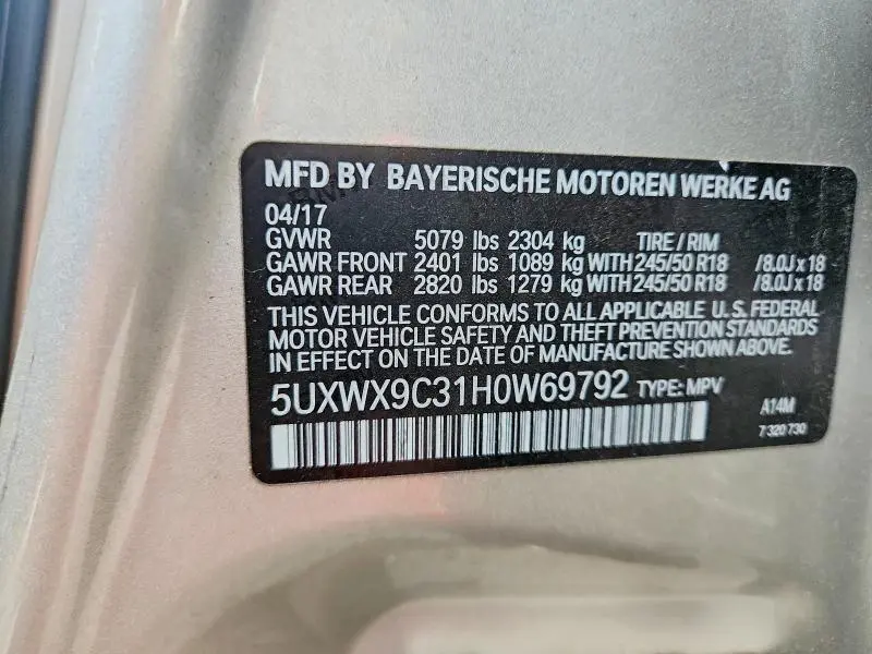 2017 BMW X3 XDRIVE28I  