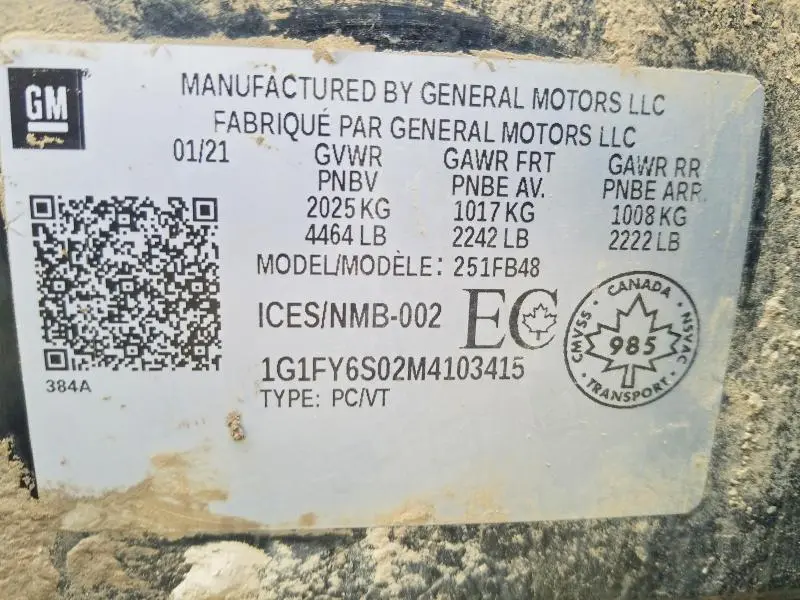 2021 CHEVROLET BOLT EV LT  