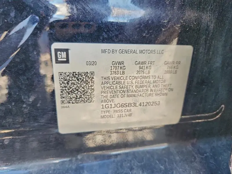 2020 CHEVROLET SONIC   