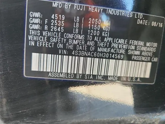 2017 SUBARU LEGACY 2.5I PREMIUM  