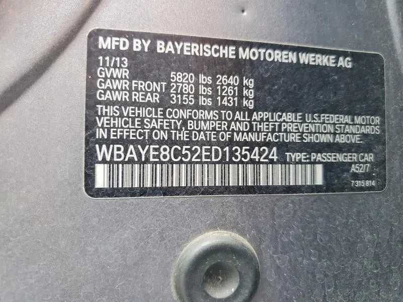 2014 BMW 750 LI  
