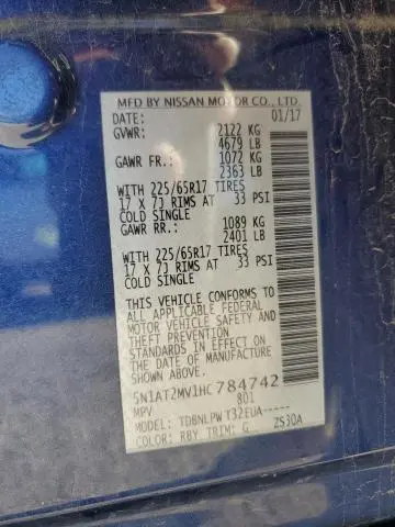 2017 NISSAN ROGUE SV  