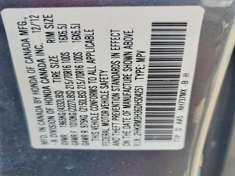 2013 HONDA CR-V LX  