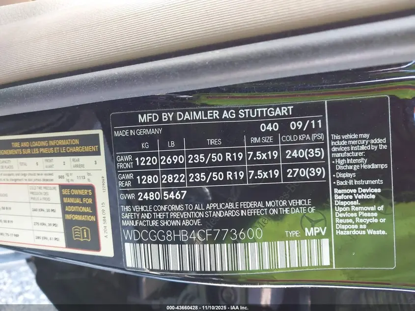 2012 MERCEDES-BENZ GLK 350 4MATIC