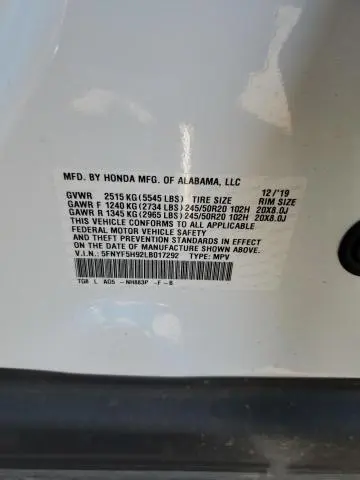 2020 HONDA PILOT TOURING  