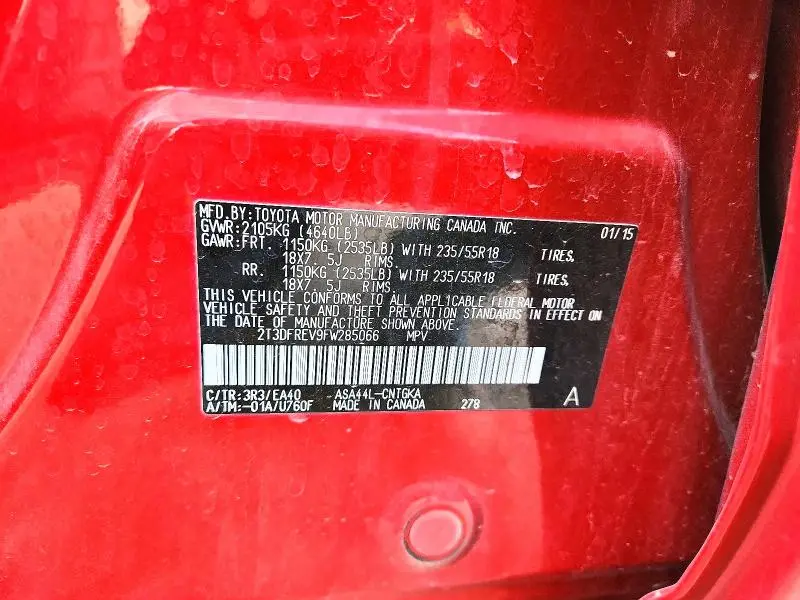 2015 TOYOTA RAV4 LIMITED  