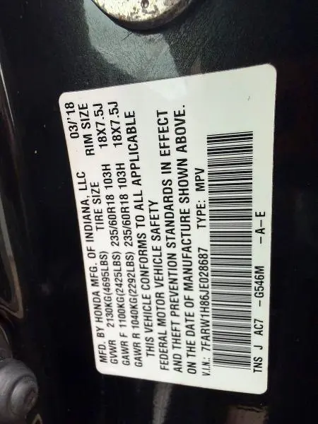 2018 HONDA CR-V EXL  