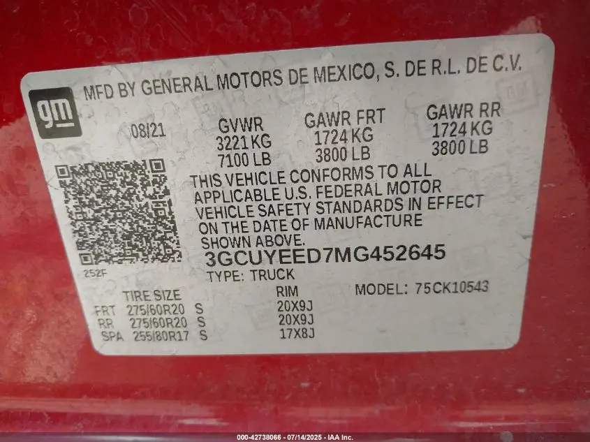 2021 CHEVROLET SILVERADO 1500 4WD  SHORT BED RST