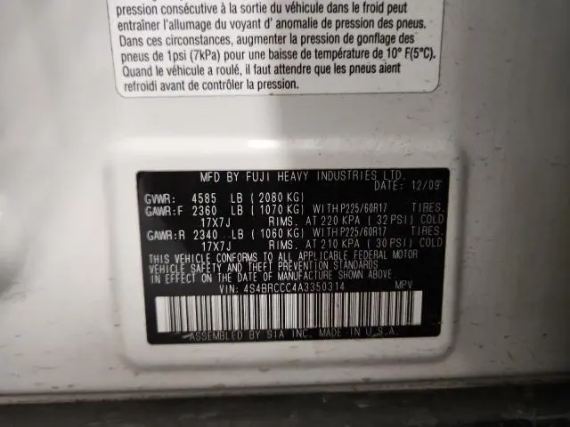 2010 SUBARU OUTBACK 2.5I PREMIUM  