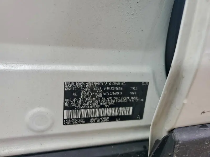 2020 TOYOTA RAV4 LIMITED  