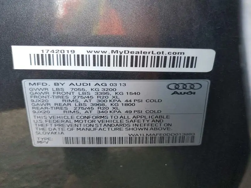 2013 AUDI Q7 PREMIUM PLUS  