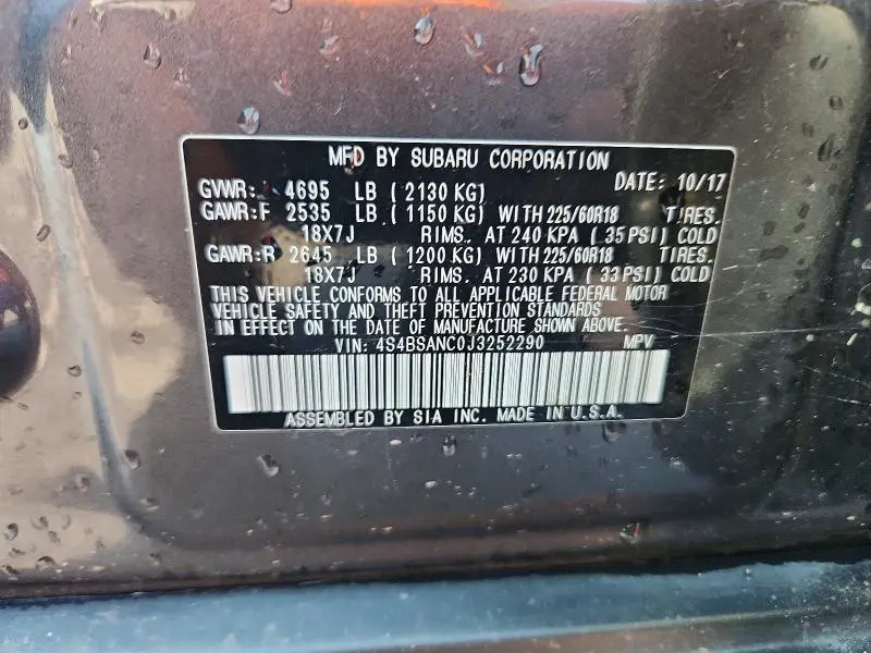 2018 SUBARU OUTBACK 2.5I LIMITED  