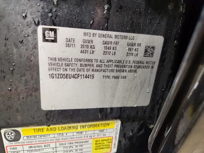 2012 CHEVROLET MALIBU 2LT  