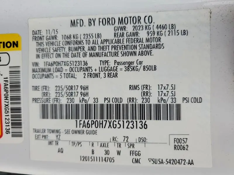 2016 FORD FUSION SE  