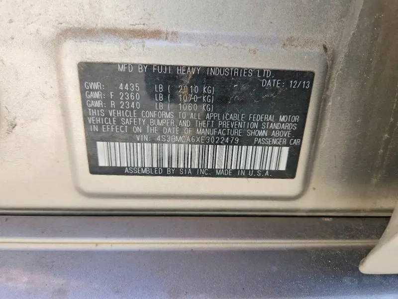 2014 SUBARU LEGACY 2.5I  