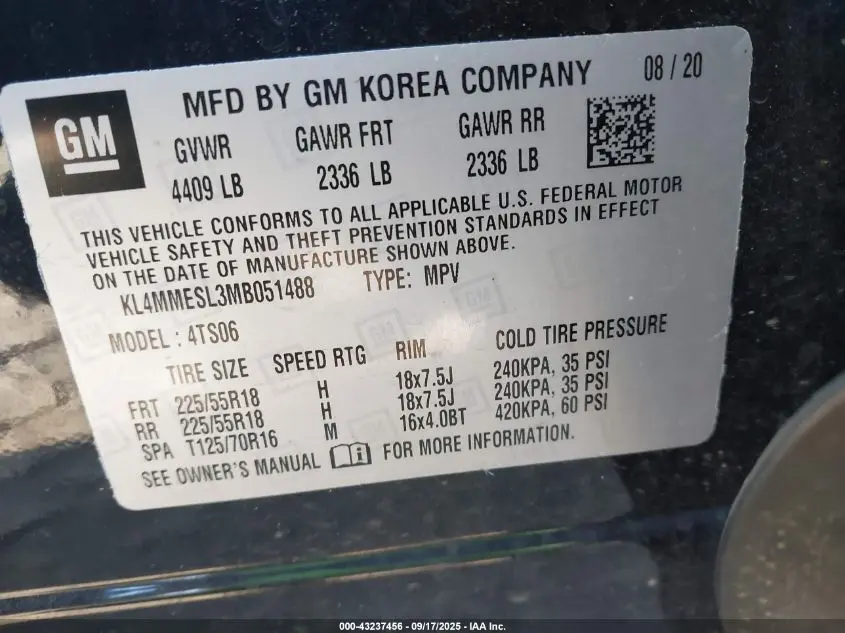 2021 BUICK ENCORE GX AWD SELECT