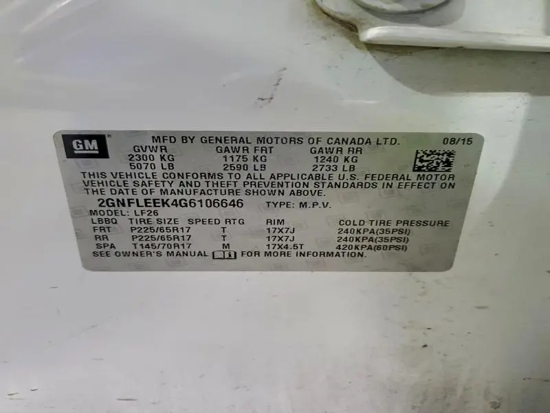 2016 CHEVROLET EQUINOX LS  