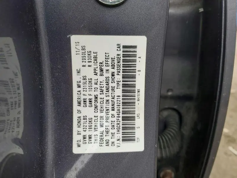 2016 HONDA ACCORD EXL  