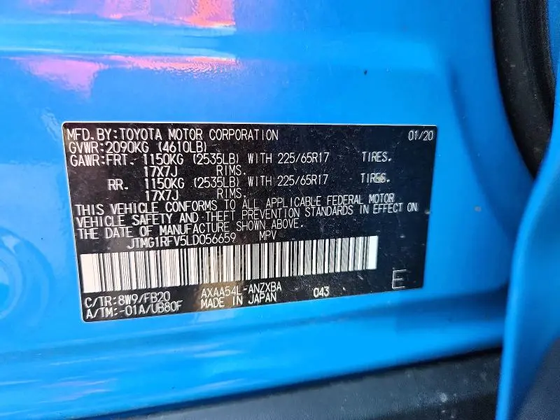 2020 TOYOTA RAV4 LE  