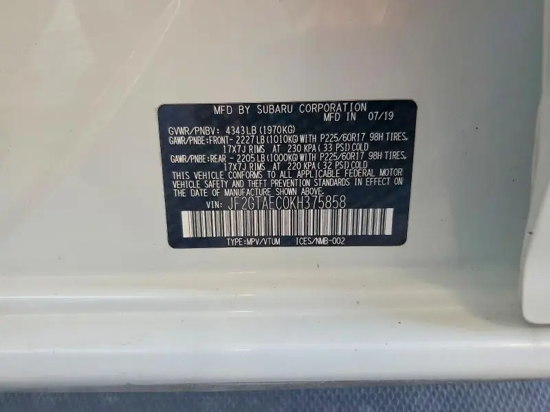 2019 SUBARU CROSSTREK PREMIUM  