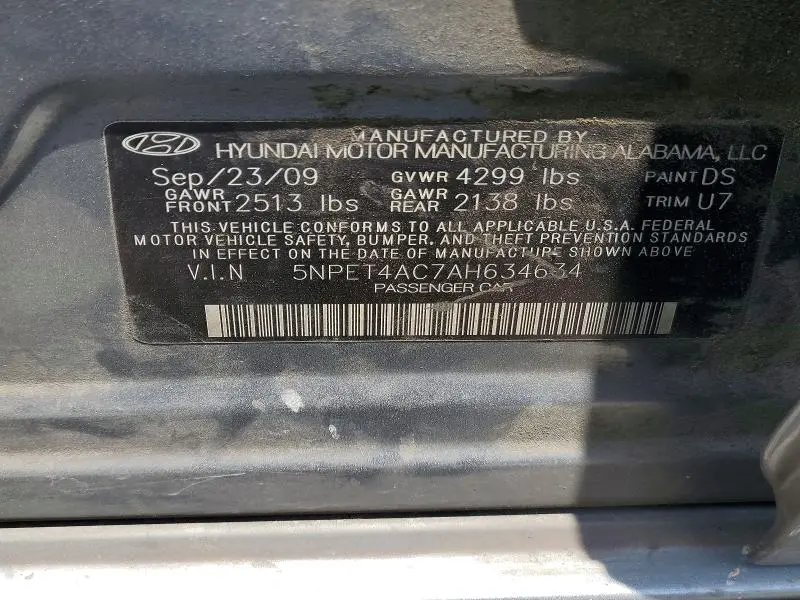 2010 HYUNDAI SONATA GLS  