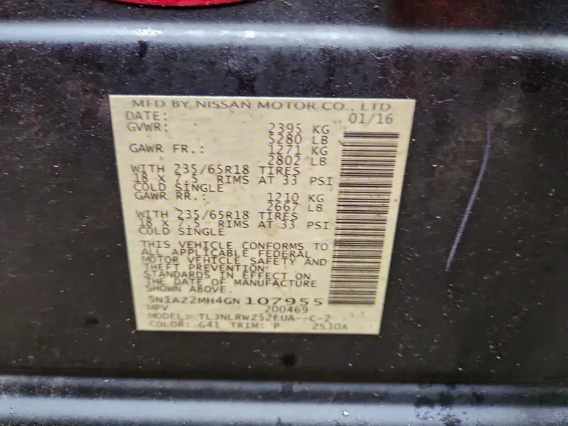 2016 NISSAN MURANO S  