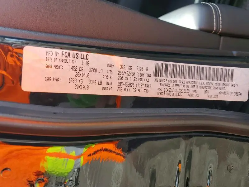 2018 DODGE DURANGO SRT  