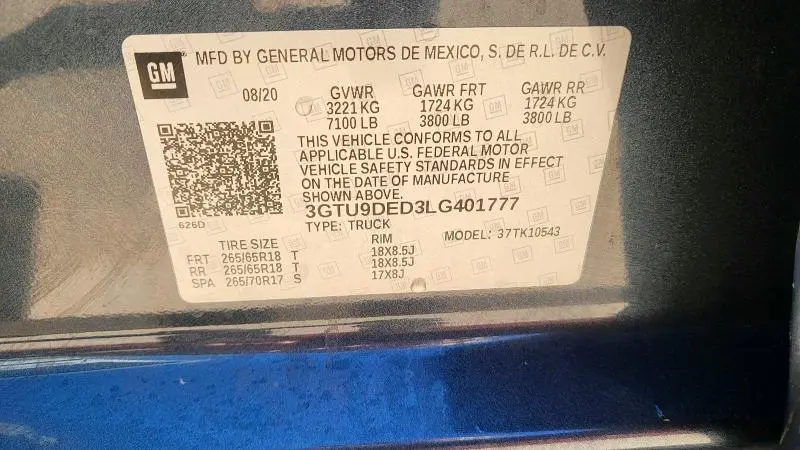 2020 GMC SIERRA K1500 SLT  