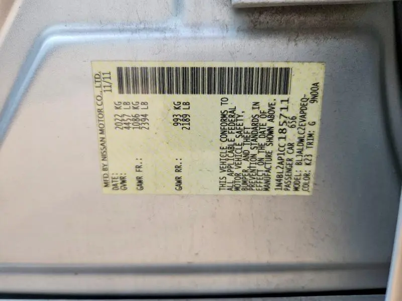 2012 NISSAN ALTIMA SR  