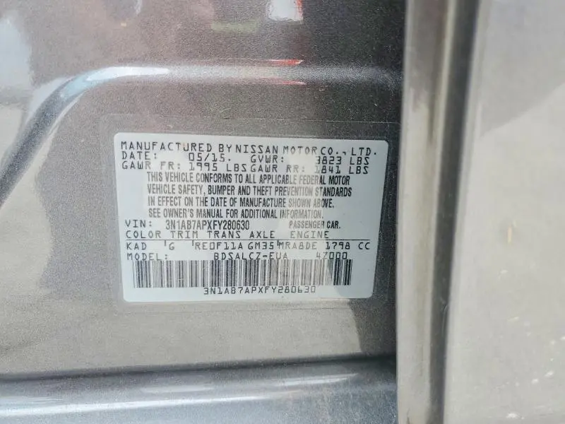 2015 NISSAN SENTRA S  