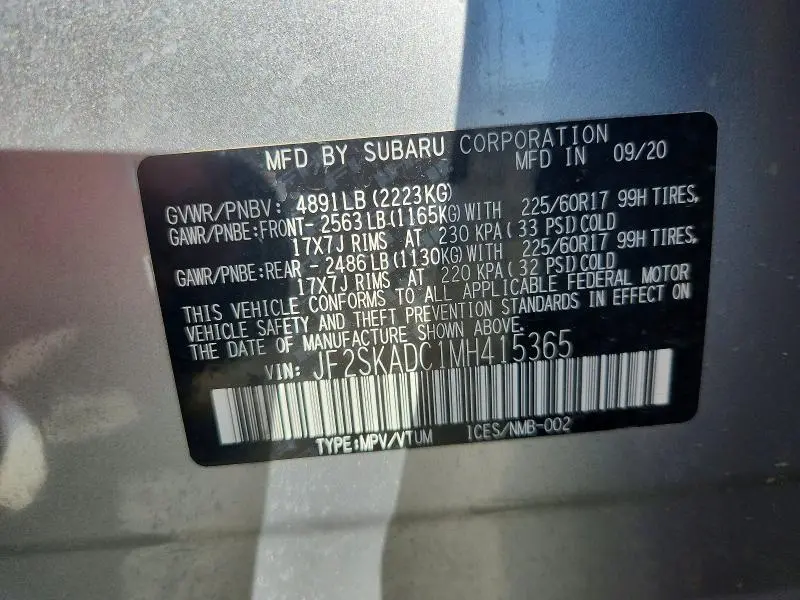 2021 SUBARU FORESTER   