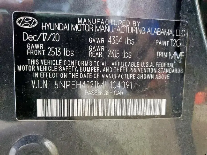 2021 HYUNDAI SONATA LIMITED  