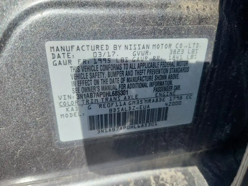 2017 NISSAN SENTRA SV  