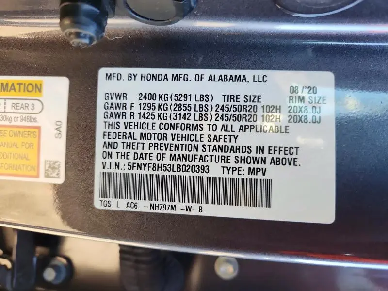 2020 HONDA PASSPORT EXL  