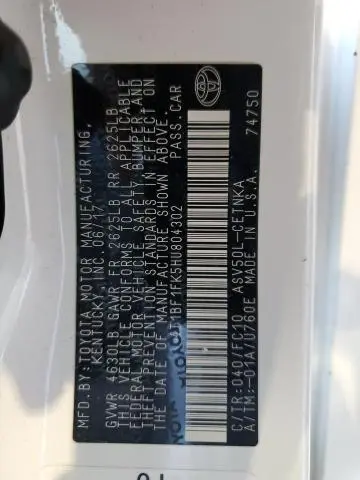 2017 TOYOTA CAMRY LE  