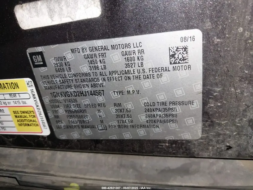 2017 CHEVROLET TRAVERSE 1LT