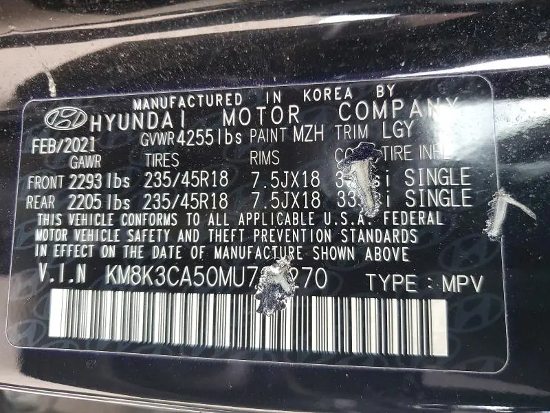 2021 HYUNDAI KONA LIMITED  