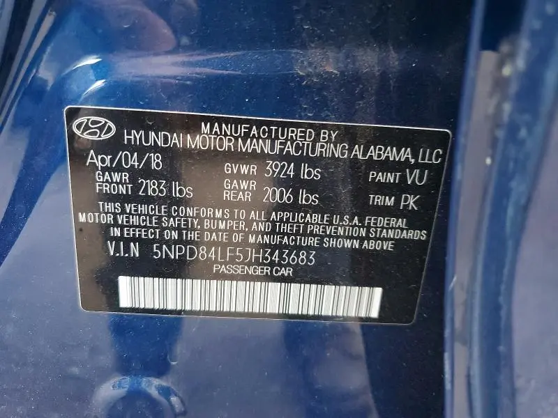 2018 HYUNDAI ELANTRA SEL  