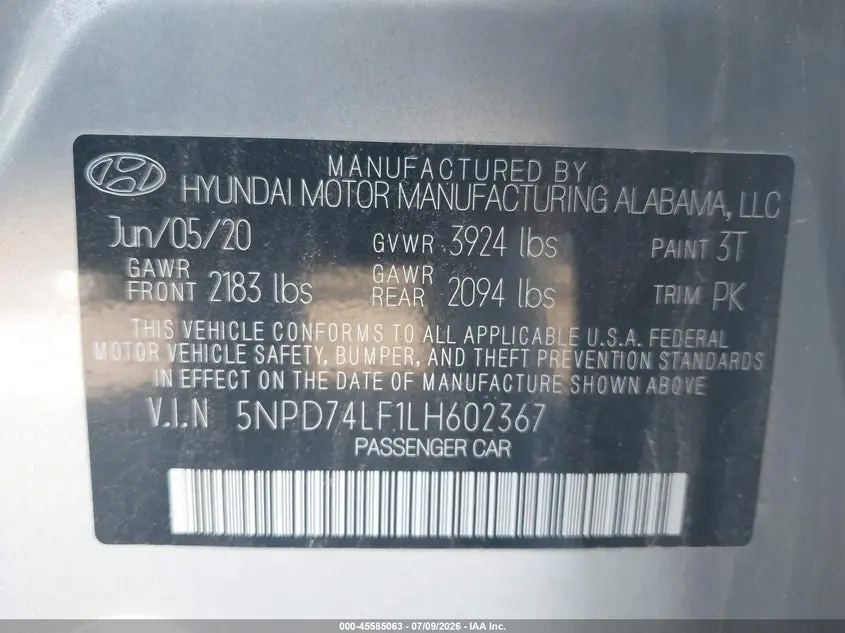 2020 HYUNDAI ELANTRA SE