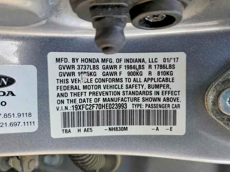 2017 HONDA CIVIC EX  
