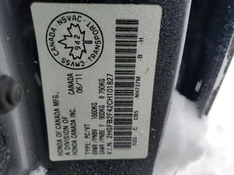 2012 HONDA CIVIC LX  