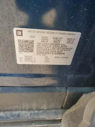 2020 CHEVROLET EQUINOX LT  