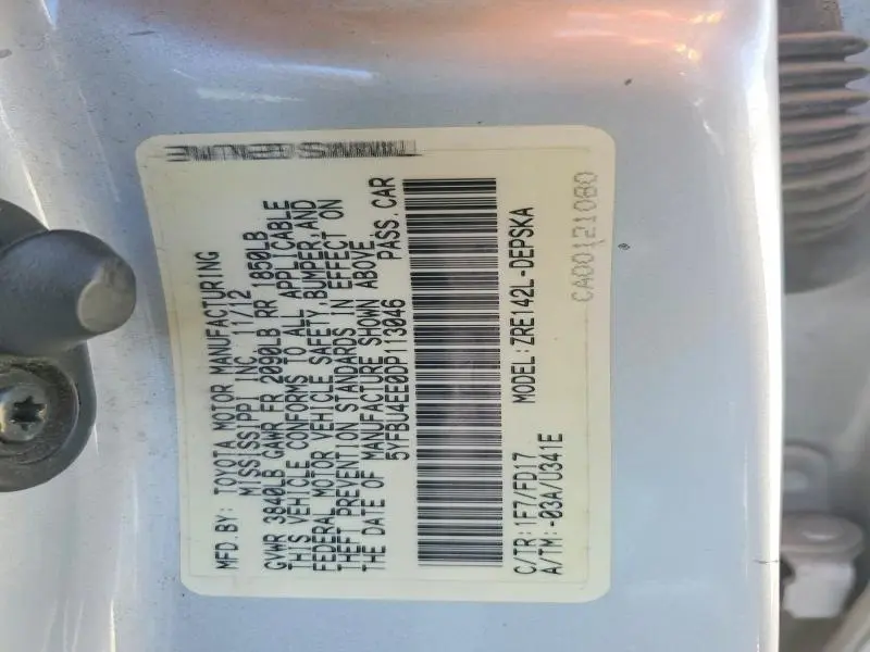 2013 TOYOTA COROLLA S  