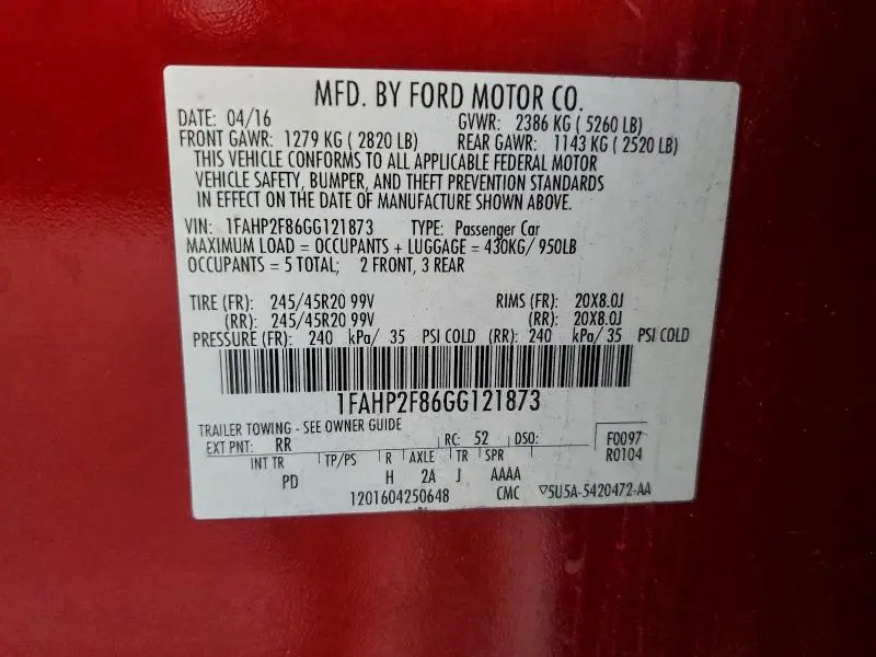 2016 FORD TAURUS LIMITED  