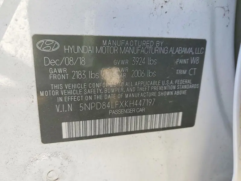 2019 HYUNDAI ELANTRA SEL  