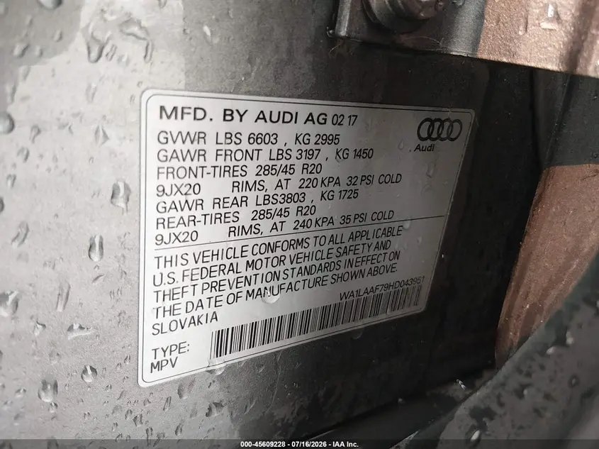 2017 AUDI Q7 3.0T PREMIUM